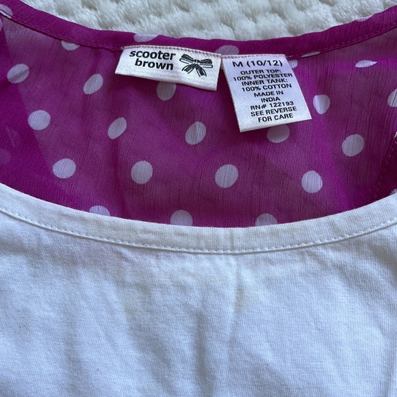 Scooter Brown Sheer Purple Tank Top with White Polka Dots ~ Girls M (10/12) - Picture 8 of 9